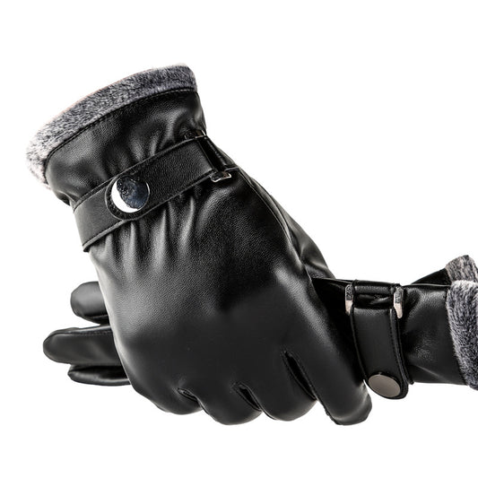 Men's Side Open Button Waterproof Touch Screen Gloves