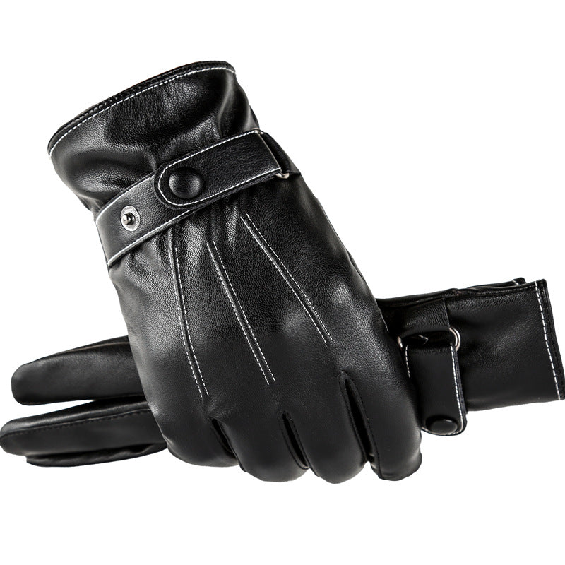 Men's Side Open Button Waterproof Touch Screen Gloves