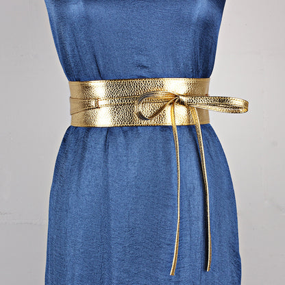 Women's Autumn Dress Clothing Accessories Width Ribbon Bowknot Two Belts