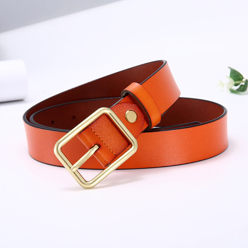 Women's Cowhide Simple Zinc Alloy Policy Buckle Belts