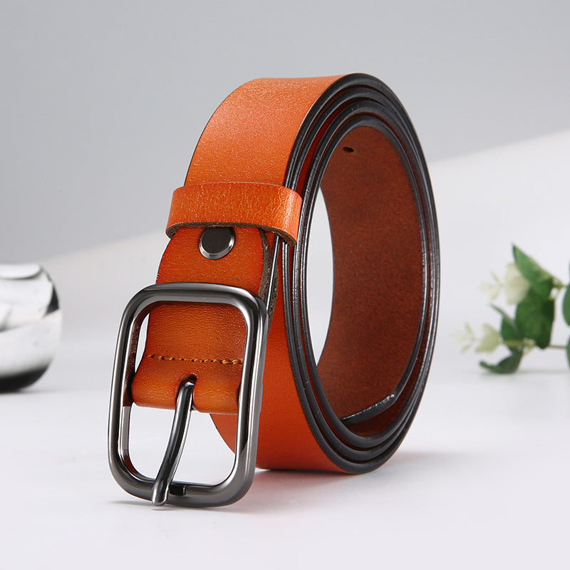 Women's Cowhide Simple Zinc Alloy Policy Buckle Belts