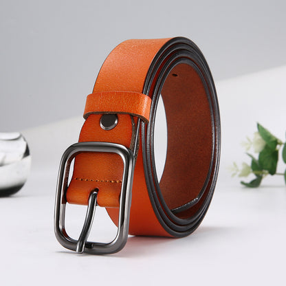 Women's Cowhide Simple Zinc Alloy Policy Buckle Belts