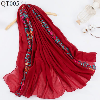 Women's Ethnic Style Fashionable Cotton Vintage Travel Shawl Flower Scarfs