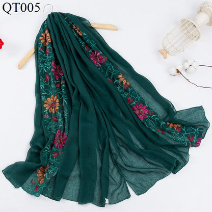 Women's Ethnic Style Fashionable Cotton Vintage Travel Shawl Flower Scarfs