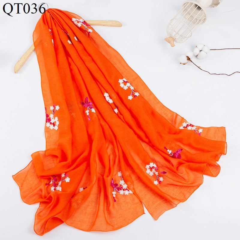 Women's Ethnic Style Fashionable Cotton Vintage Travel Shawl Flower Scarfs