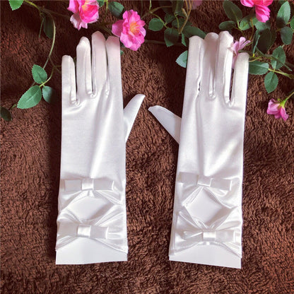 Bridal Wedding Lace White Bow Ceremony Gloves