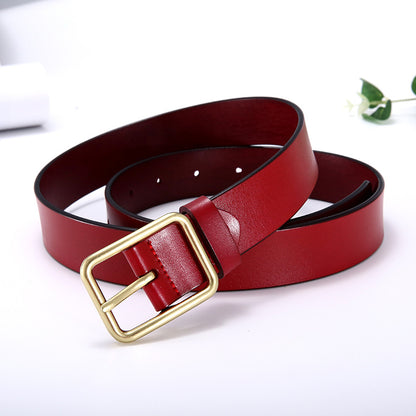 Women's Cowhide Simple Zinc Alloy Policy Buckle Belts