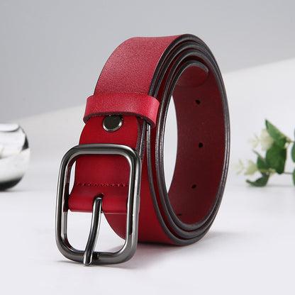 Women's Cowhide Simple Zinc Alloy Policy Buckle Belts