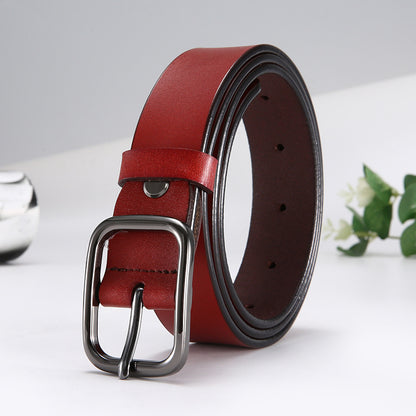 Women's Cowhide Simple Zinc Alloy Policy Buckle Belts