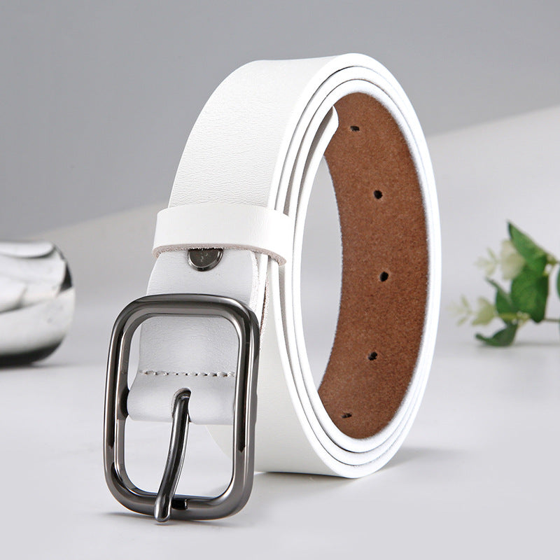 Women's Cowhide Simple Zinc Alloy Policy Buckle Belts