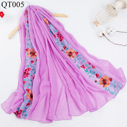 Women's Ethnic Style Fashionable Cotton Vintage Travel Shawl Flower Scarfs