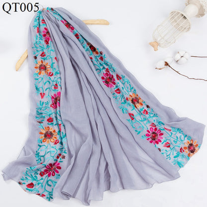 Women's Ethnic Style Fashionable Cotton Vintage Travel Shawl Flower Scarfs