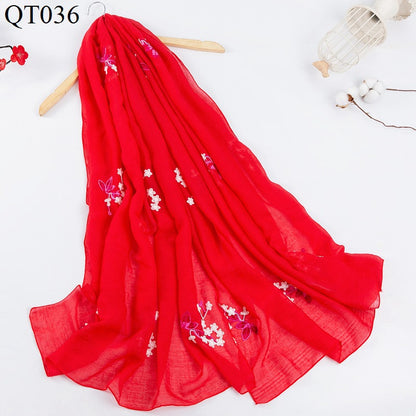 Women's Ethnic Style Fashionable Cotton Vintage Travel Shawl Flower Scarfs