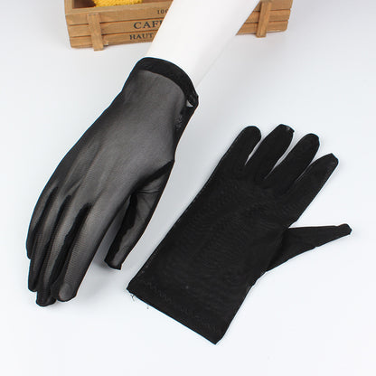 Women's Sexy Black Five-finger Driving Sun Protection Gloves