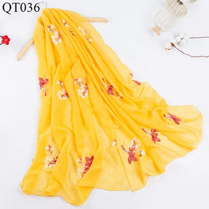 Women's Ethnic Style Fashionable Cotton Vintage Travel Shawl Flower Scarfs