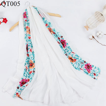 Women's Ethnic Style Fashionable Cotton Vintage Travel Shawl Flower Scarfs