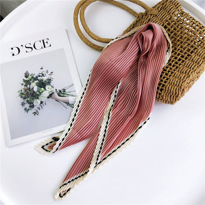 Women's Pleated Korean Style Small Square Towel Scarfs