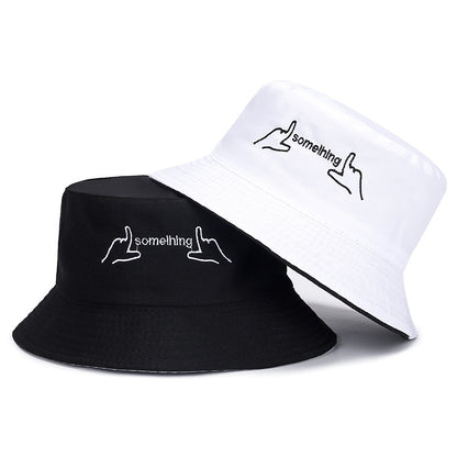 Men's Couple Double Sided Embroidery Text Bucket Hats & Caps