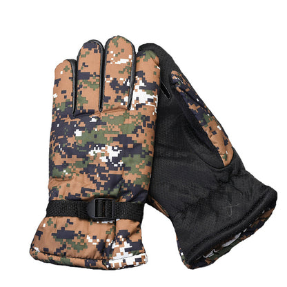 Men's Full Finger Adult Fleece-lined Thickened Camouflage Gloves