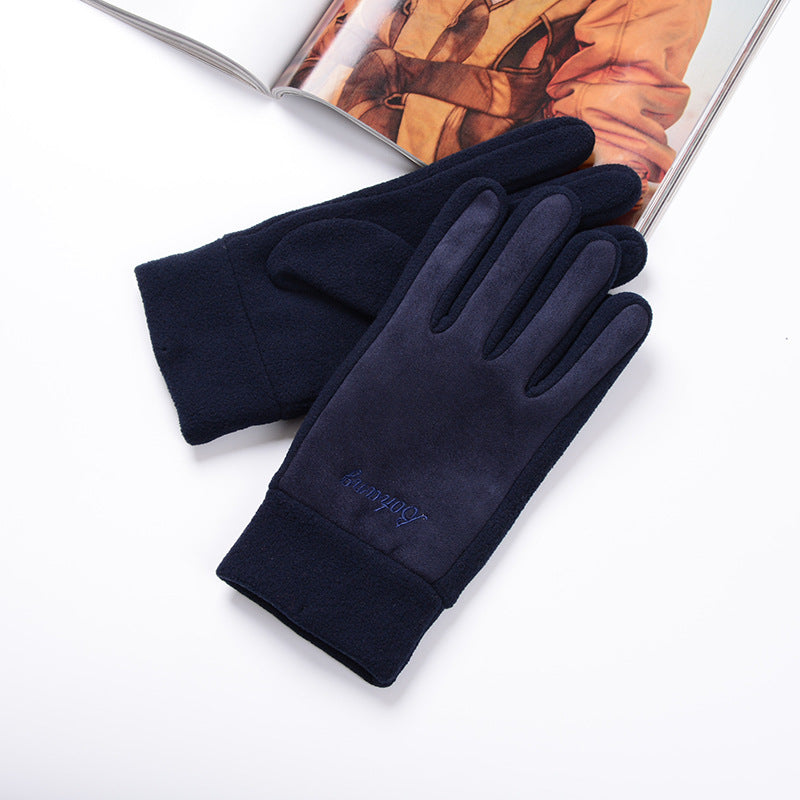 Men's Fleece Suede Touch Screen Winter Outdoor Gloves