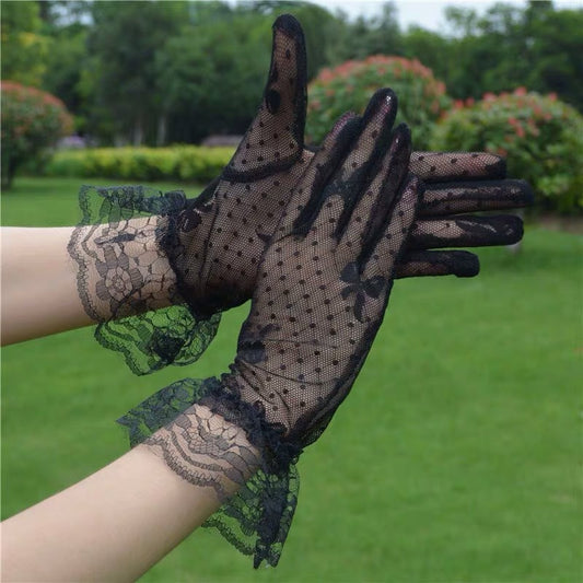 Children's Summer Wedding Dress Short Sunscreen Black Gloves