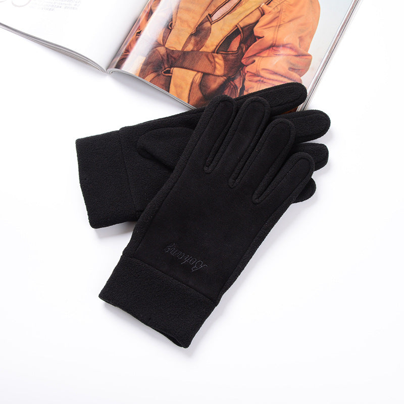 Men's Fleece Suede Touch Screen Winter Outdoor Gloves