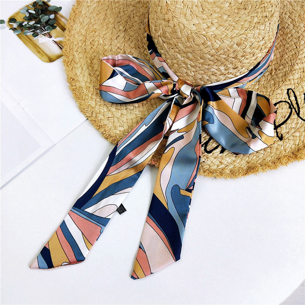 Women's Long Narrow Small Ribbon Hair Band Scarfs