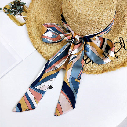 Women's Long Narrow Small Ribbon Hair Band Scarfs