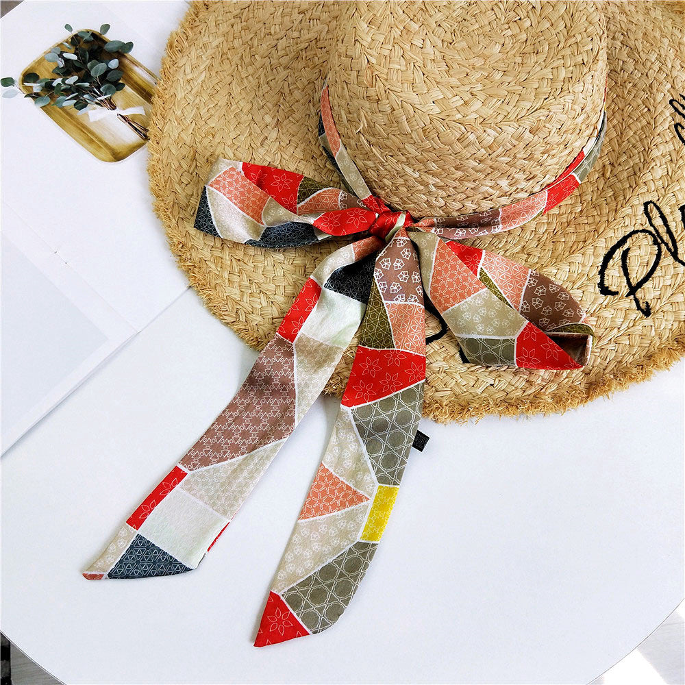 Women's Long Narrow Small Ribbon Hair Band Scarfs