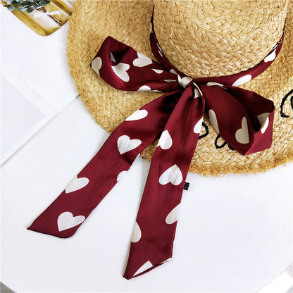 Women's Long Narrow Small Ribbon Hair Band Scarfs