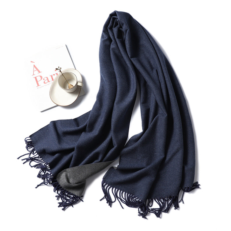 Women's & Men's Cashmere Winter Thickened Warm Double-sided Two-color Scarfs