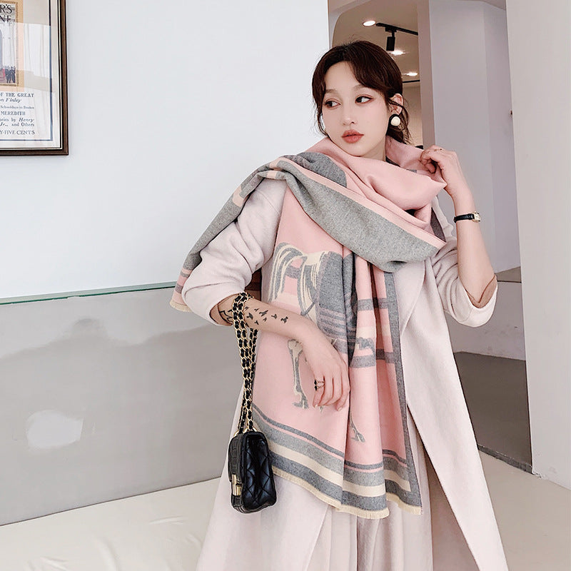 Women's Cashmere Mid-length Air Conditioning Shawl Retro Scarfs