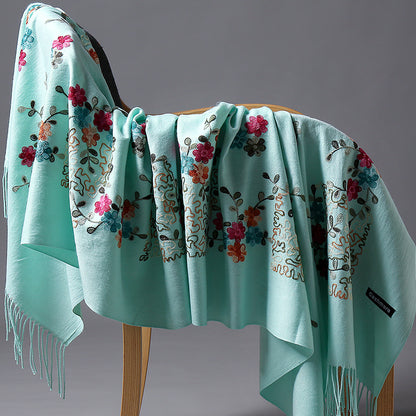 Embroidered Female Winter Ethnic Style Grassland Scarfs