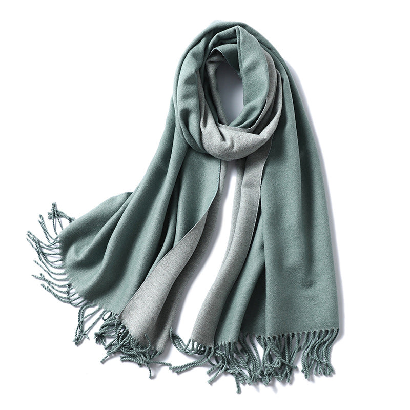 Women's & Men's Cashmere Winter Thickened Warm Double-sided Two-color Scarfs