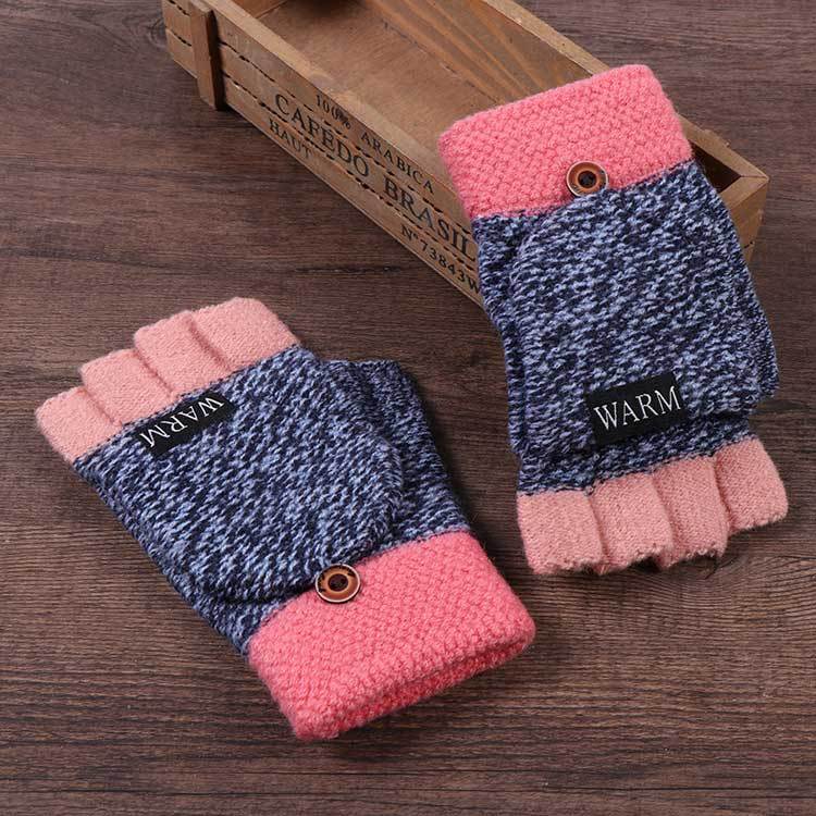 Finger Warm Thickened Winter Flip Leak Exposed Gloves