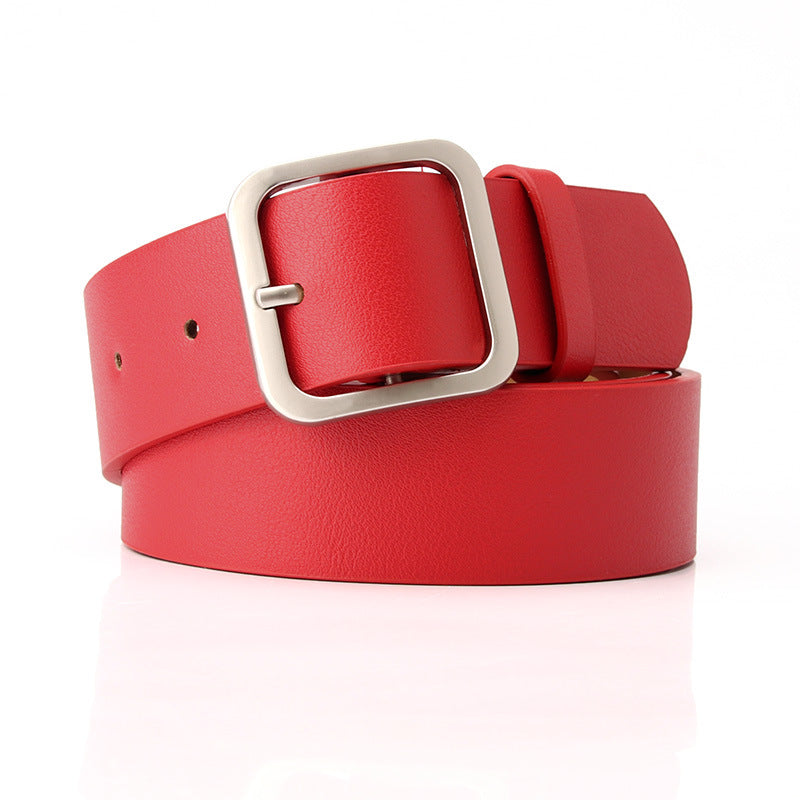 Women's Korean Style Retro Simple Square Buckle Belts