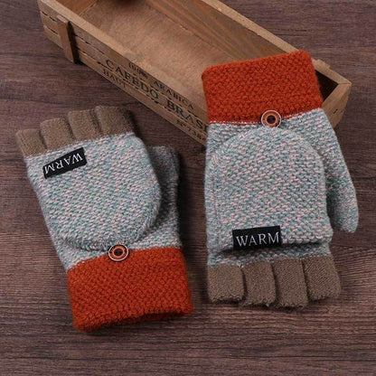 Finger Warm Thickened Winter Flip Leak Exposed Gloves