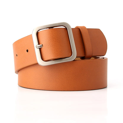 Women's Korean Style Retro Simple Square Buckle Belts