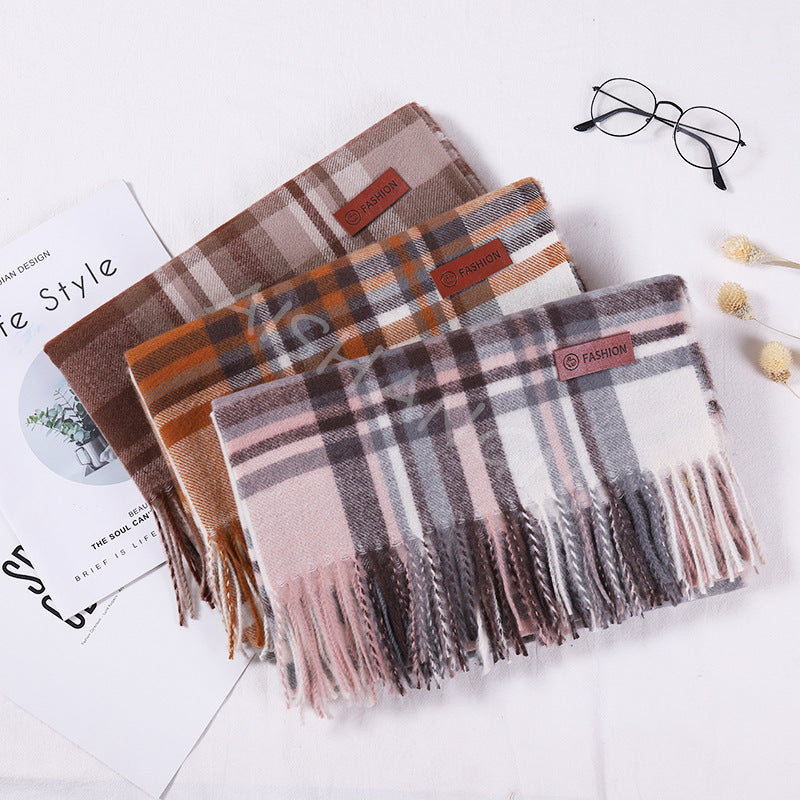 Women's Brushed Plaid For Winter Couple Fashionable Scarfs