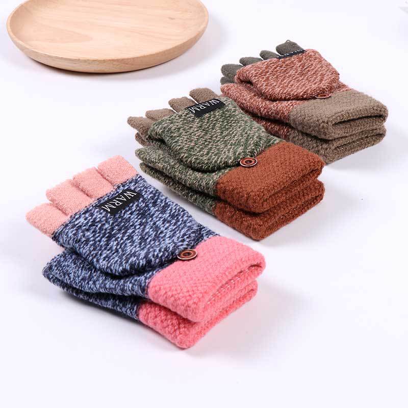 Finger Warm Thickened Winter Flip Leak Exposed Gloves