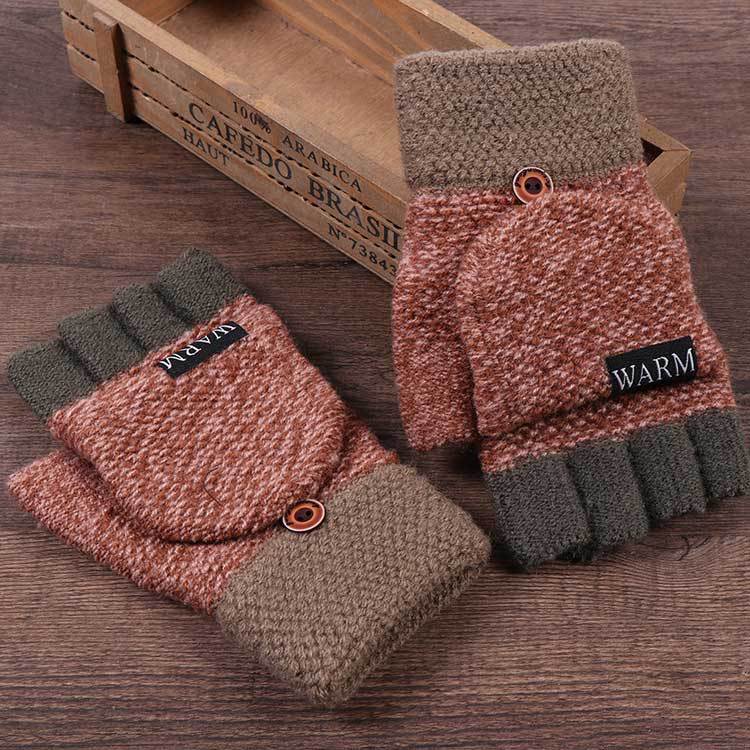 Finger Warm Thickened Winter Flip Leak Exposed Gloves