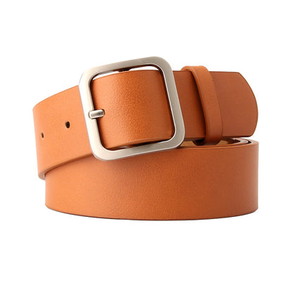 Women's Korean Style Retro Simple Square Buckle Belts