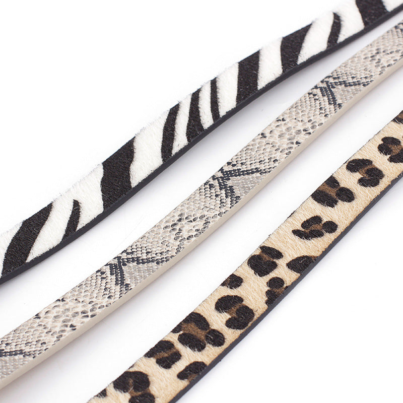 Fashion Round Buckle Leopard Print Snake Pattern Belts