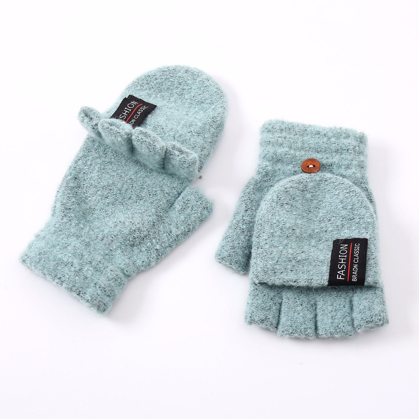 Men's Winter Outdoor Knitted Half Finger Fleece Gloves