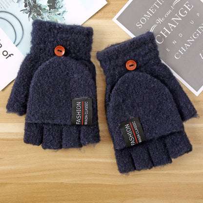 Men's Winter Outdoor Knitted Half Finger Fleece Gloves