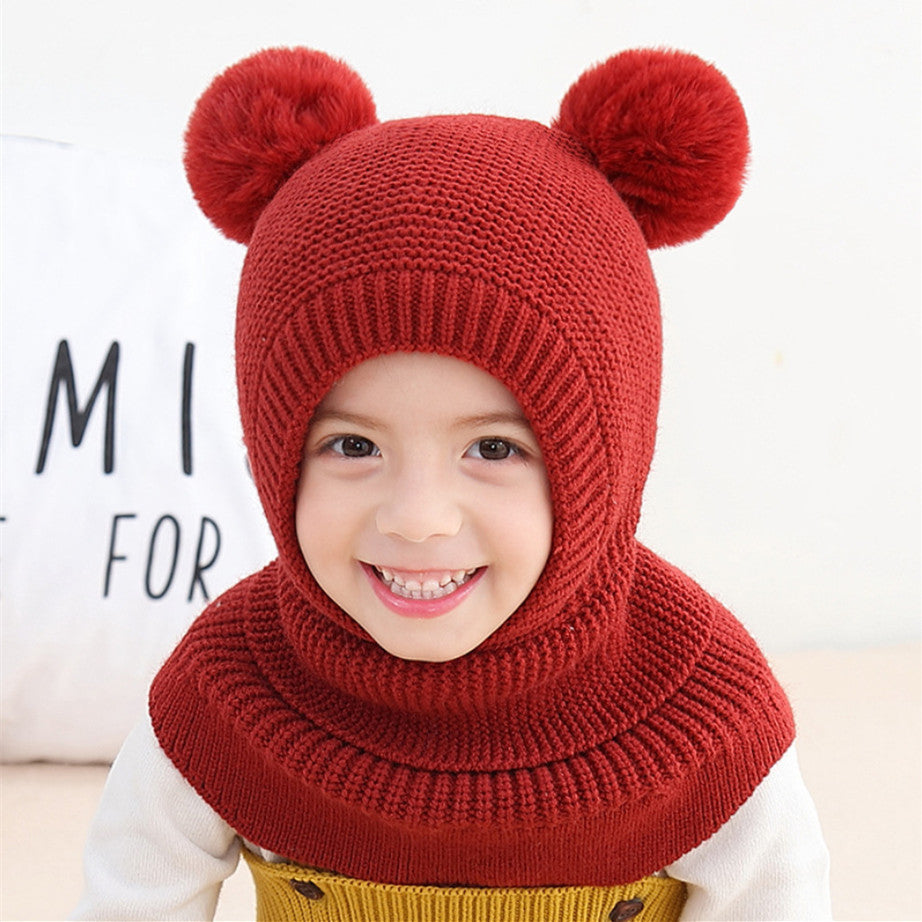 Double Ball Ear Protection One-piece Hat Kids' Headwear