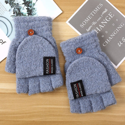 Men's Winter Outdoor Knitted Half Finger Fleece Gloves