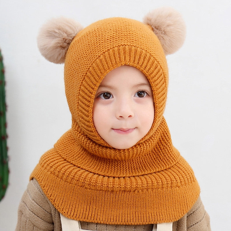 Double Ball Ear Protection One-piece Hat Kids' Headwear