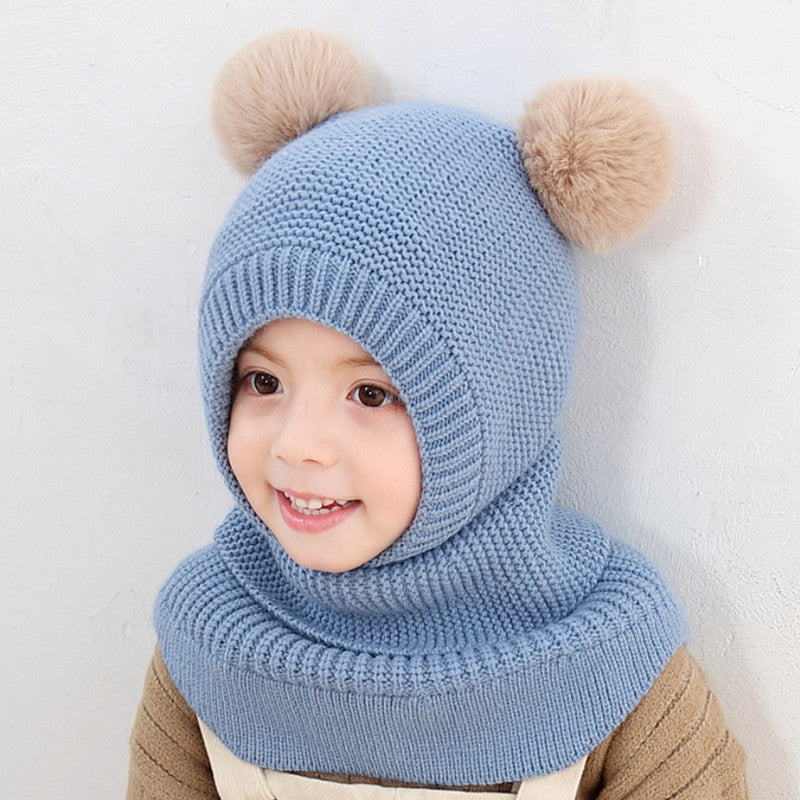 Double Ball Ear Protection One-piece Hat Kids' Headwear