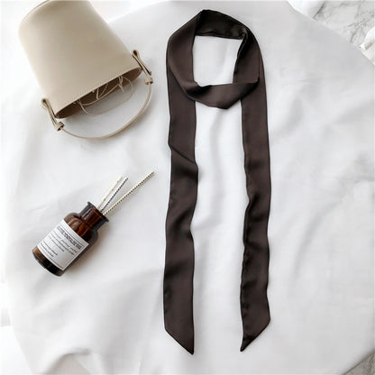 Artificial Silk Thin Narrow Long Pure Scarfs